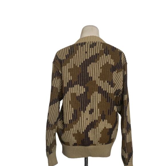vintage 80s crew neck long sleeves brown prints sweater size Large - Picture 2 of 7